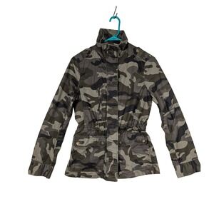 XS S Love Tree Camouflage Jacket Women's  Military Anorak Camo Drawstring